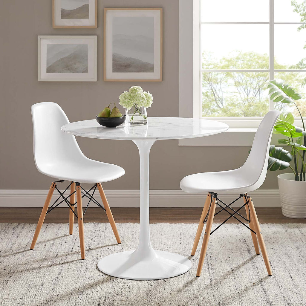 Round Artificial Marble Dining Table in White D78147