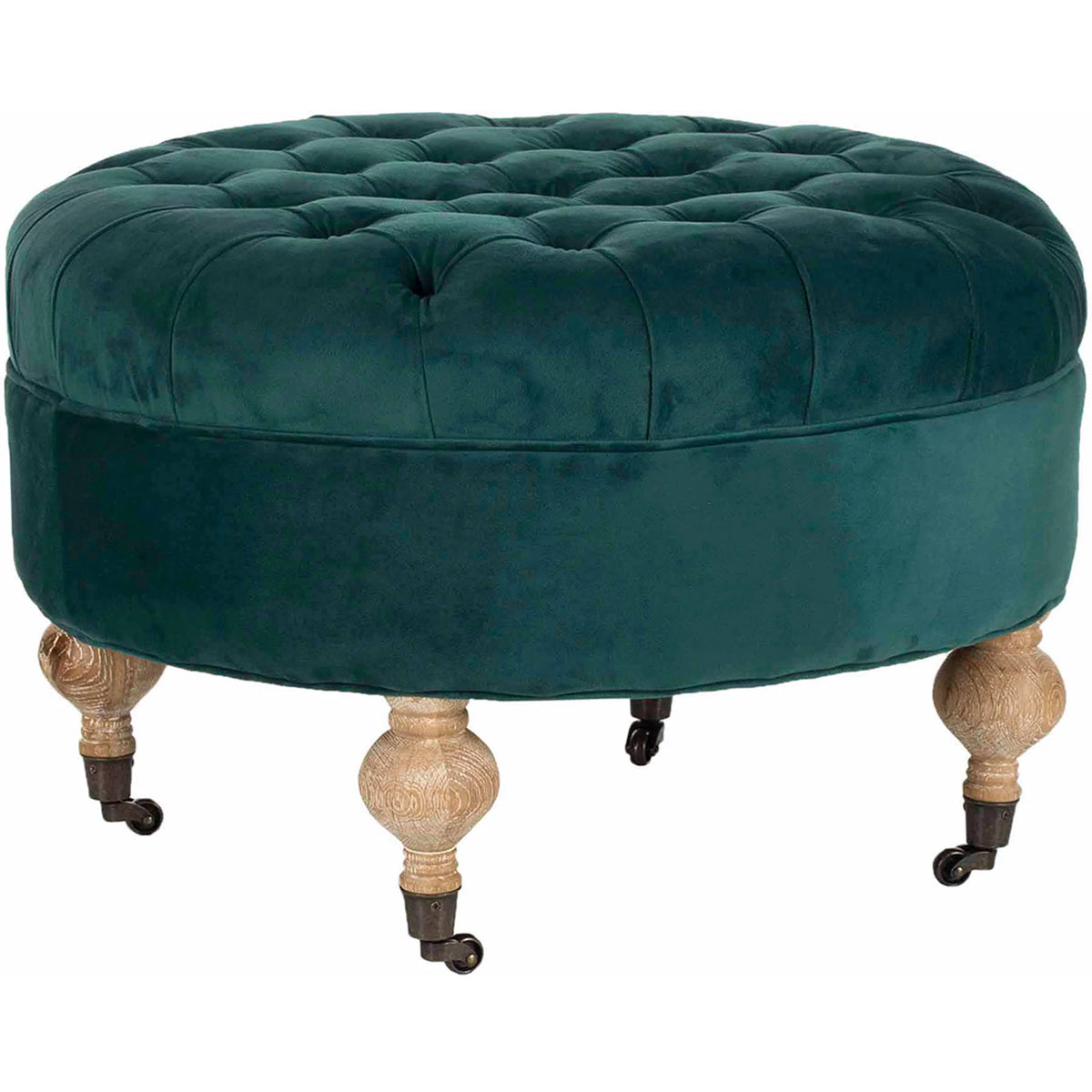 Marine Tufted Round Ottoman with Casters E5697