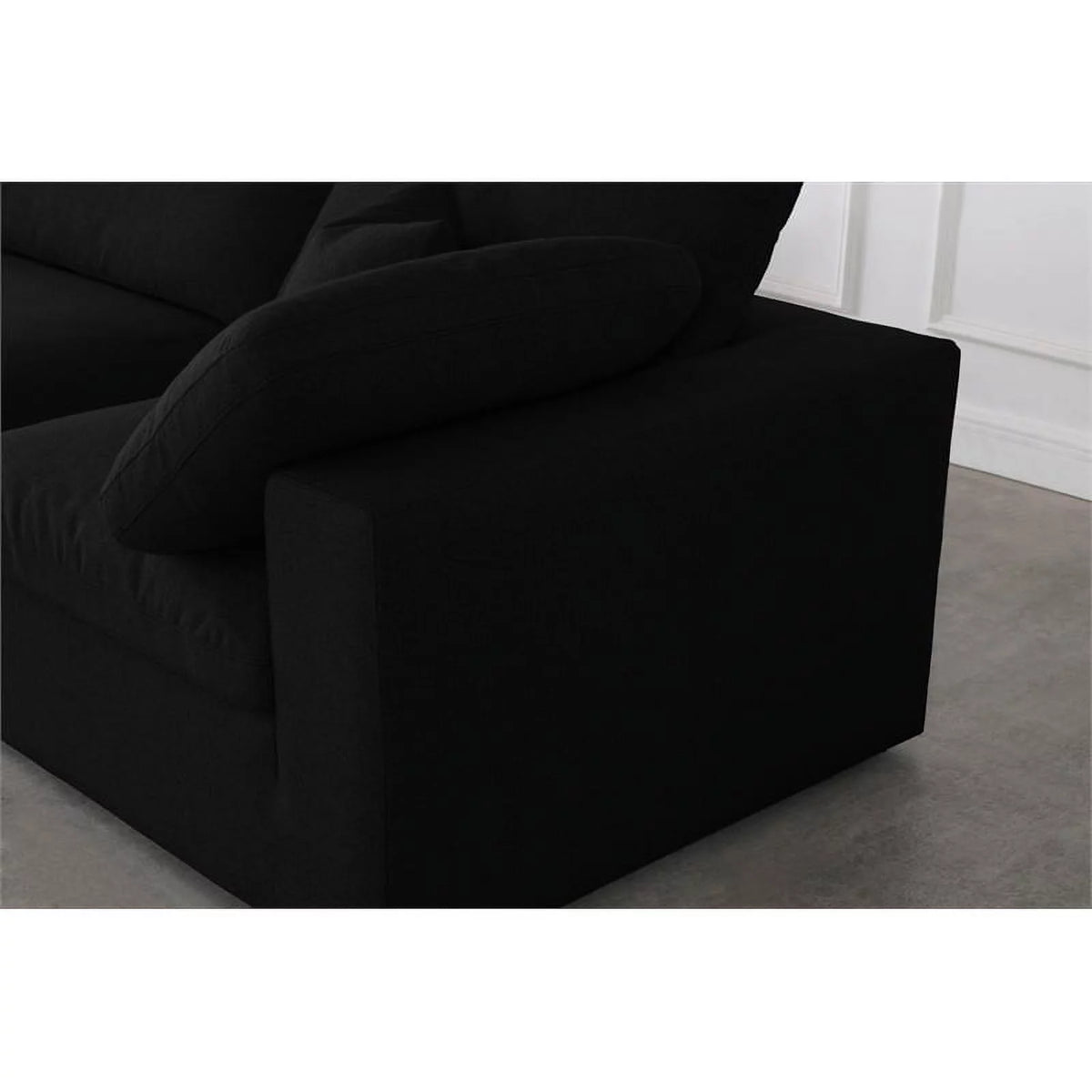 Black Linen Fabric Modular Sectional S834464