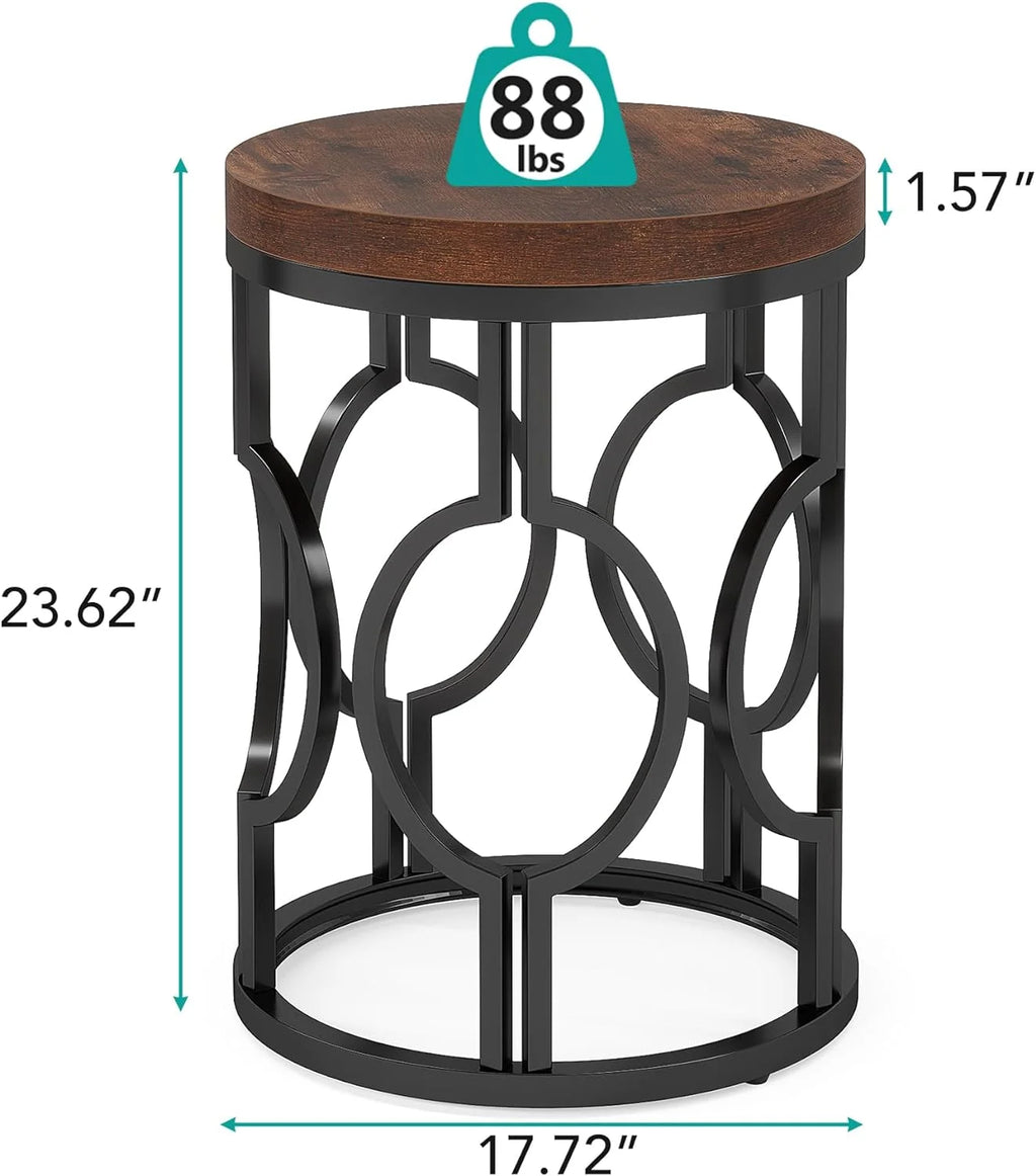 Round End Table with Metal Frame V293