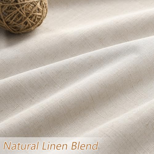 Cream Linen Blackout Curtains 102 Inch Length 2 Panels Set F782937