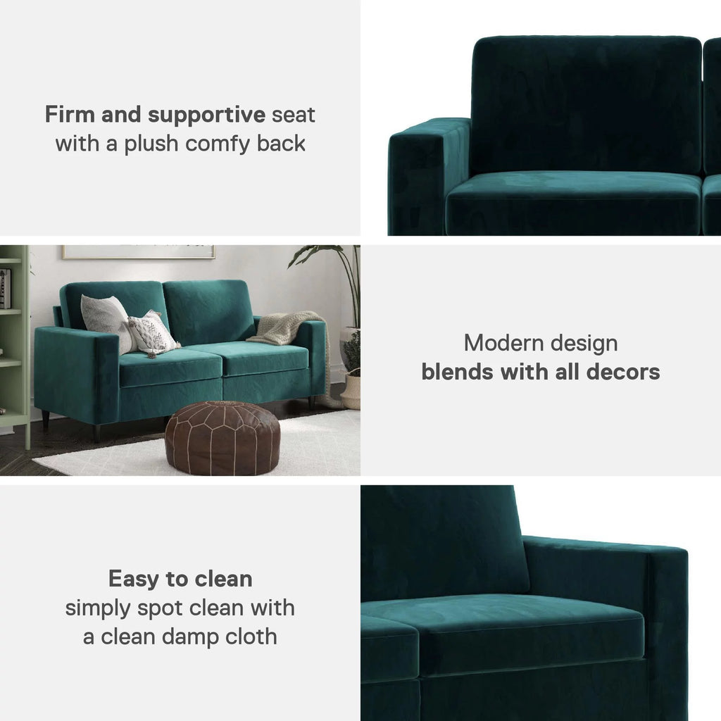 Green Velvet 3 Seater Sofa U851