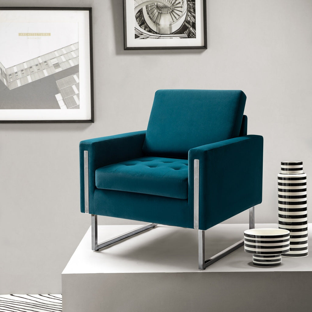 Velvet Club Chair with Metal Legs I644643