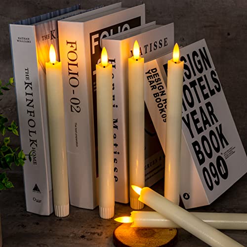 6 Pcs Flameless White LED Taper Candles with Remote Timer V389056