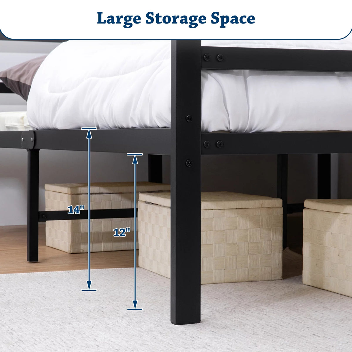 Twin Size Black Metal Platform Bed Frame with Headboard X9034