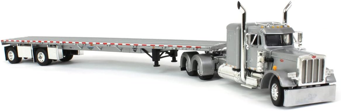 1/64 Silver Peterbilt 359 36" Flattop Sleeper with 53' Wilson Roadbrute Flatbed Trailer P392420