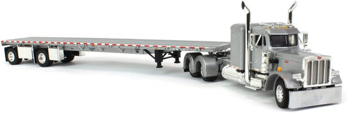 1/64 Silver Peterbilt 359 36" Flattop Sleeper with 53' Wilson Roadbrute Flatbed Trailer P392420