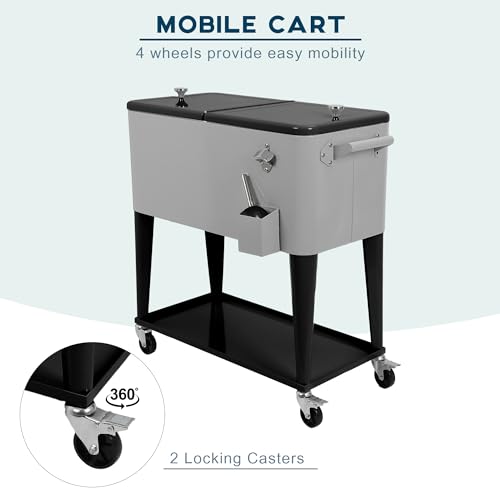 80 Quart Rolling Cooler Cart with Wheels Q919