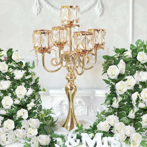 Black 5 Arm Crystal Candle Holder Y8448