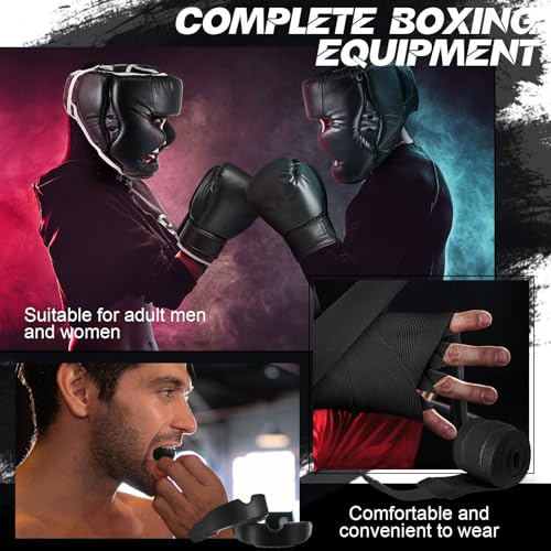 14 Pcs Boxing Set Including Boxing Gloves Headgear Helmet Punching Bag Hand Wraps Sport Mouth Guards Q590670