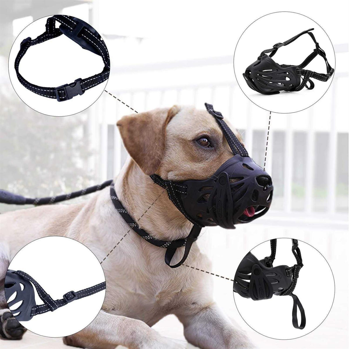 Adjustable Breathable Basket Dog Muzzle J552
