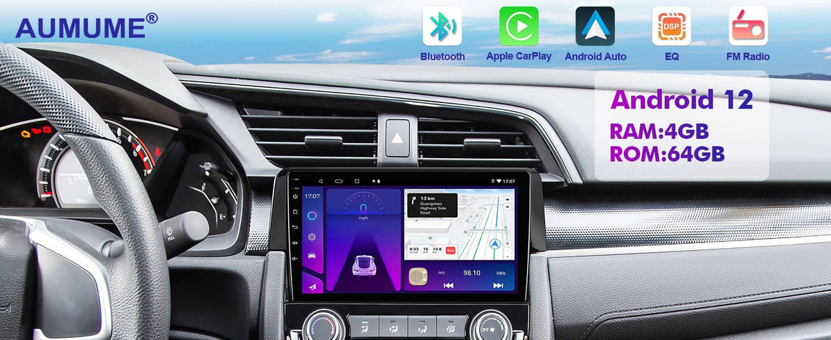 9 Inch Touchscreen Double Din Car Stereo with Wireless Carplay Android Auto Backup Camera Y176