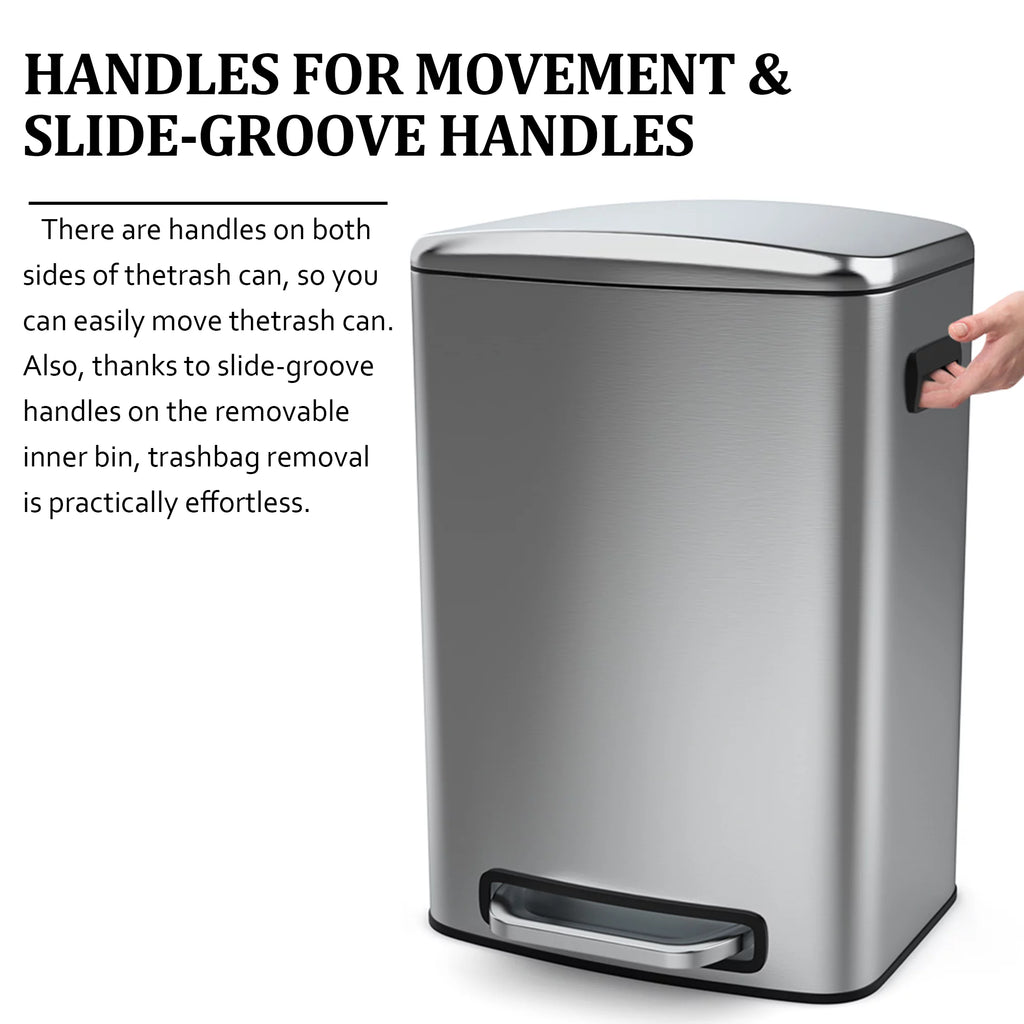 13 Gallon 50L Thickened Stainless Steel Trash Can with Lid O1840