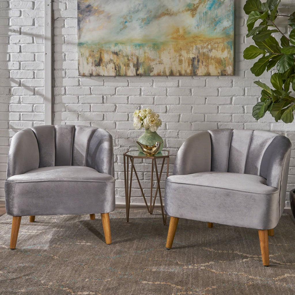 Seafoam Blue Velvet Club Chairs (Set of 2) V429