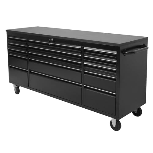 Black 72 in Rolling Tool Chest with Drawers Mobile Tool Cabinet L18259