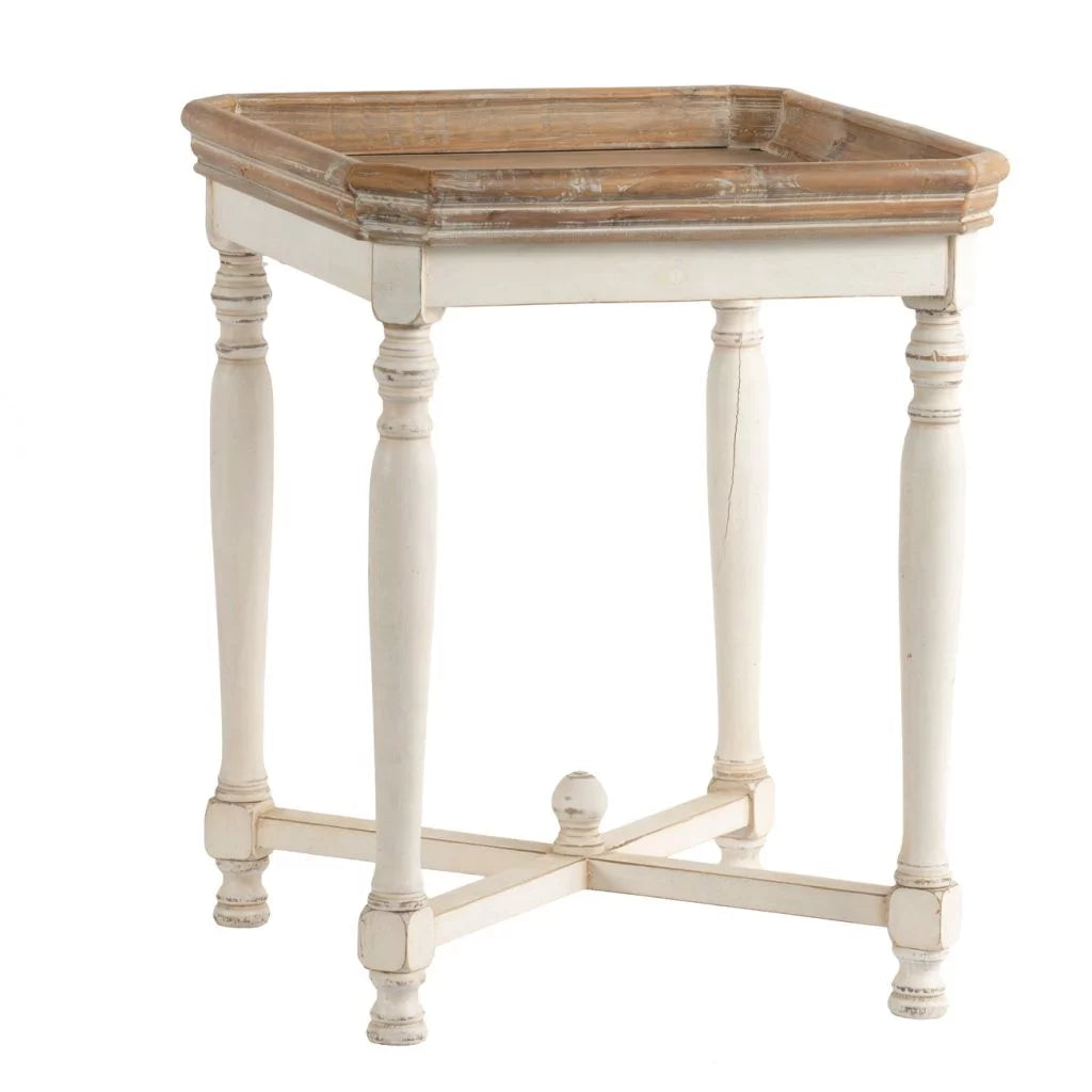 Brown and White Square Side Table Q53889