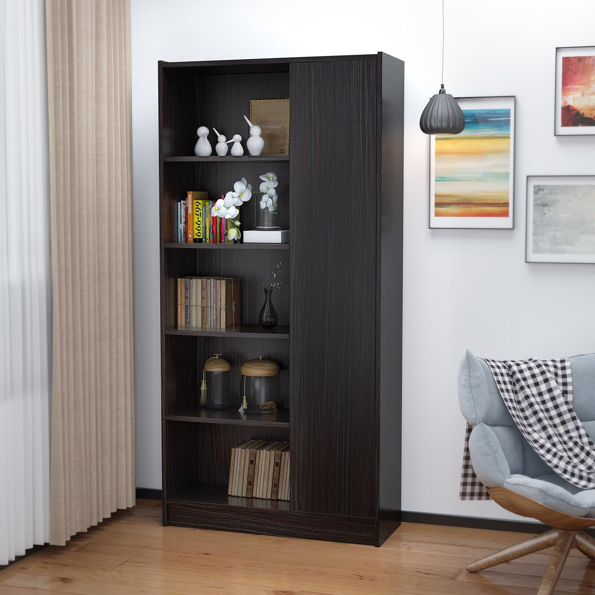 Walnut Finish Faux Wood Bookcase R10971