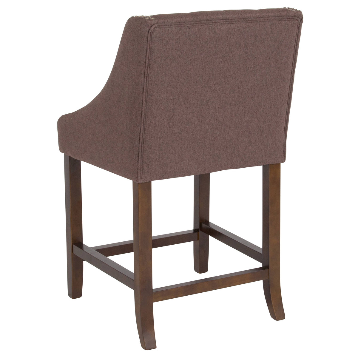 Tufted Walnut Counter Height Stool with Nail Trim M81723
