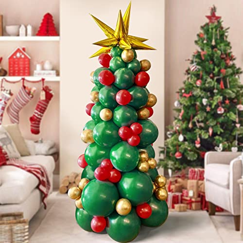 Green Red Golden Christmas Balloon Garland Arch Kit U6540
