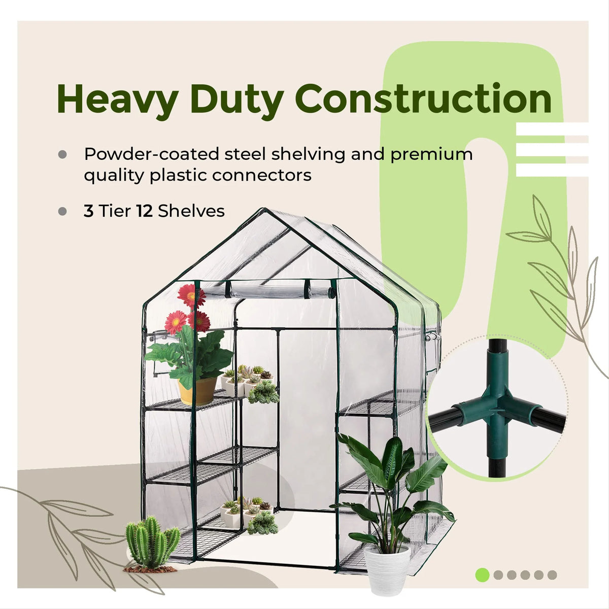 Walk-in Greenhouse with Plant Rack E5994
