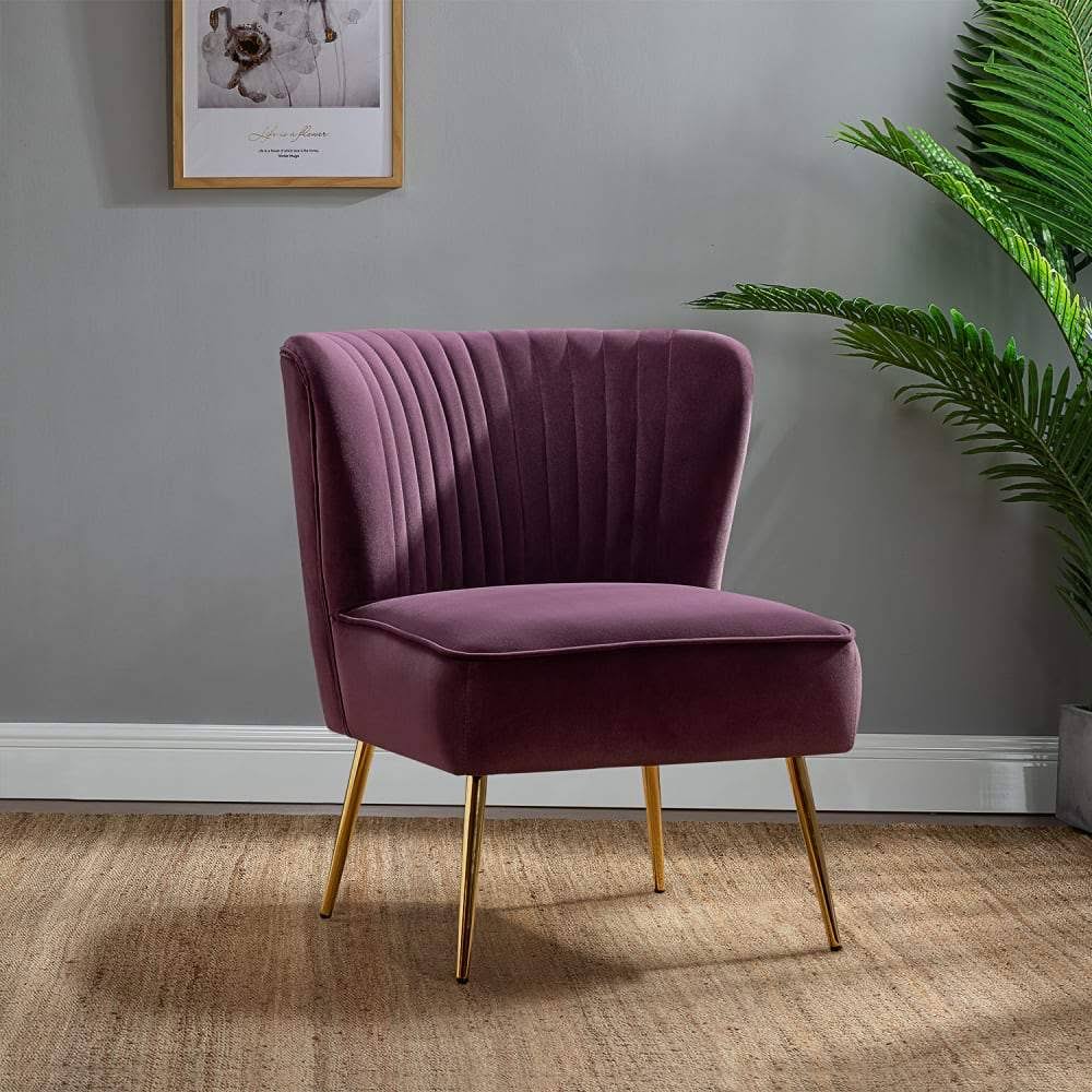 Pink Gold Legs Velvet Side Chair L513838