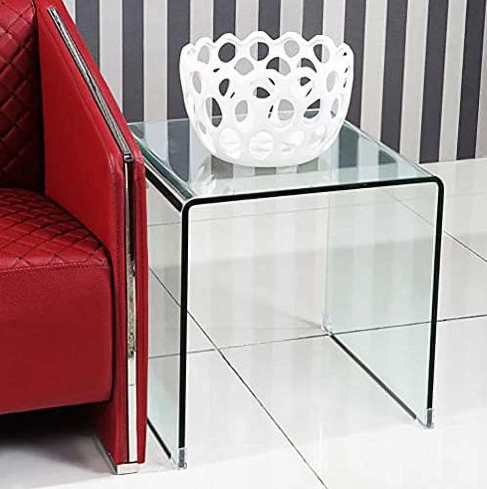 Transparent Glass Coffee Table Rectangle Clear Modern with Rounded Edges L277