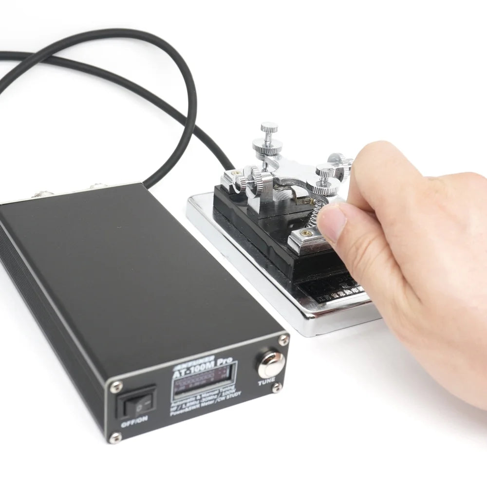 AT100M Antenna Tuner 1.8Mhz-30Mhz Automatic/Manual Tuning 100W Standing Waves Meter Multifunctional HF Radio Meter Morse Code Exerciser Supported M890