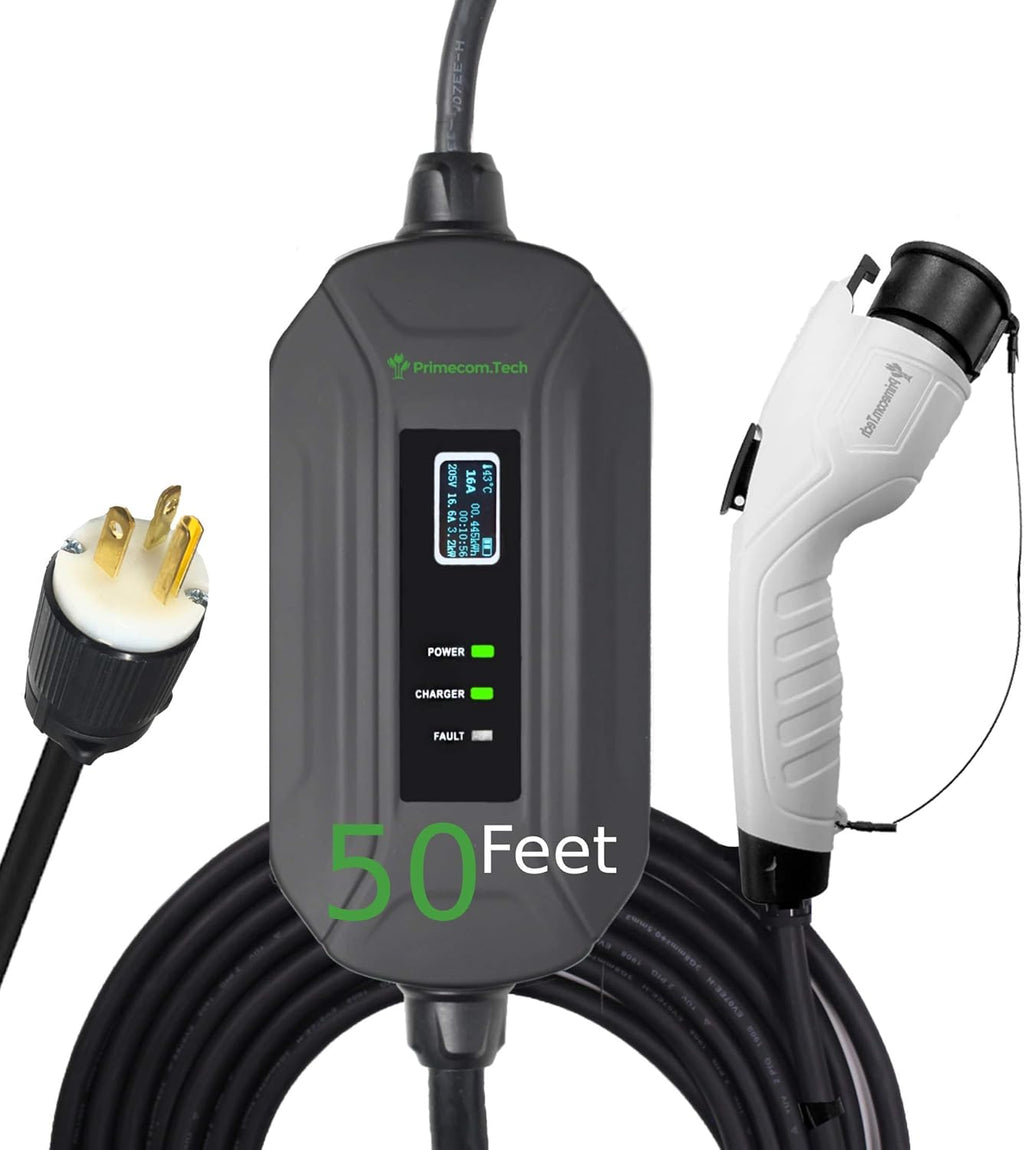 Portable Level 2 Electric Vehicle Charger, 16Amp, 50 Feet R4346