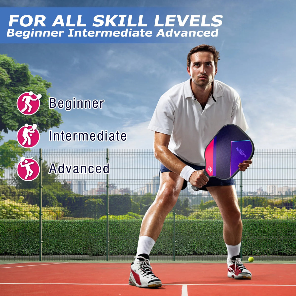 USAPA Approved Fiberglass Pickleball Set of 2 E6421