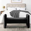 Black Velvet Ottoman Bench J922399