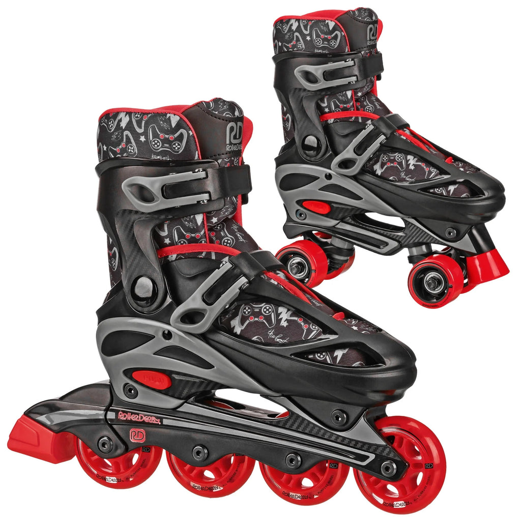 Boys 2-in-1 Roller/Inline Skates Black/Green A5159