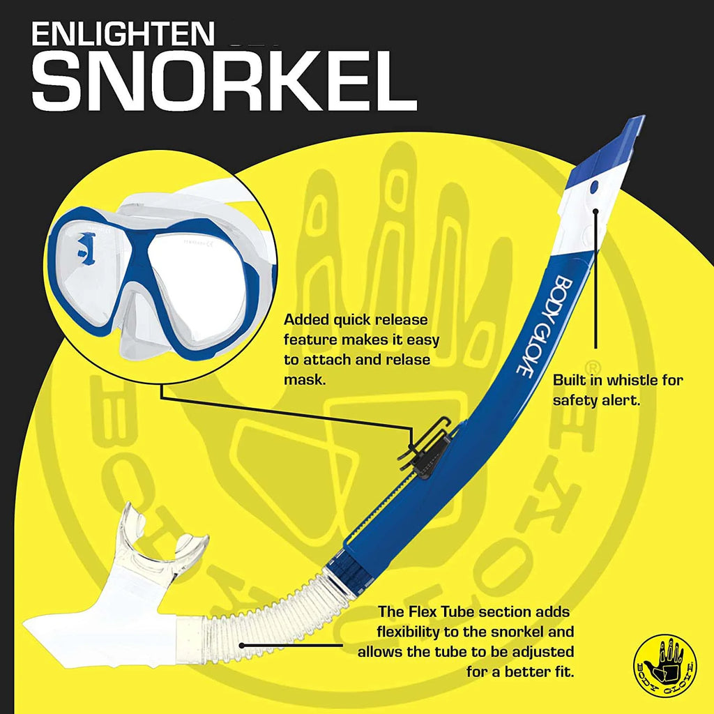 Snorkeling Set Dive Mask Snorkel Fins Tempered Glass Silicone Dry Top Flex Tube K818258
