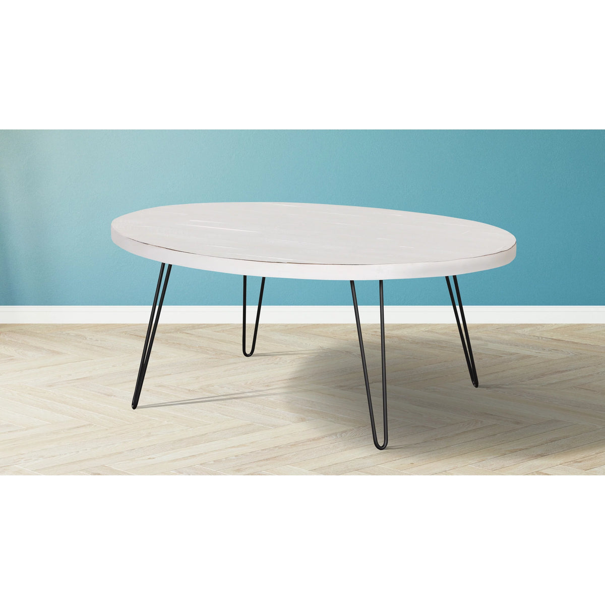 White Wood Oval Cocktail Table L738