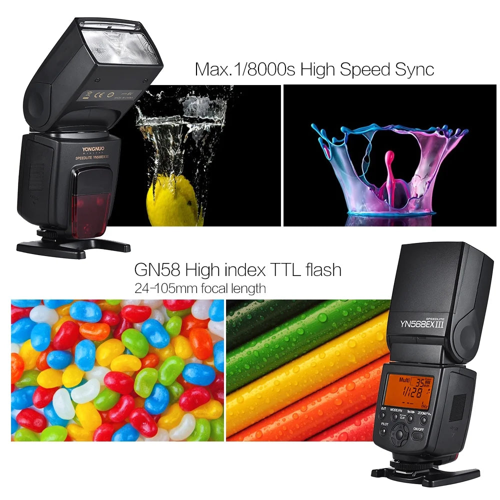 Wireless TTL Slave Flash Speedlite GN58 for DSLR Camera Z308