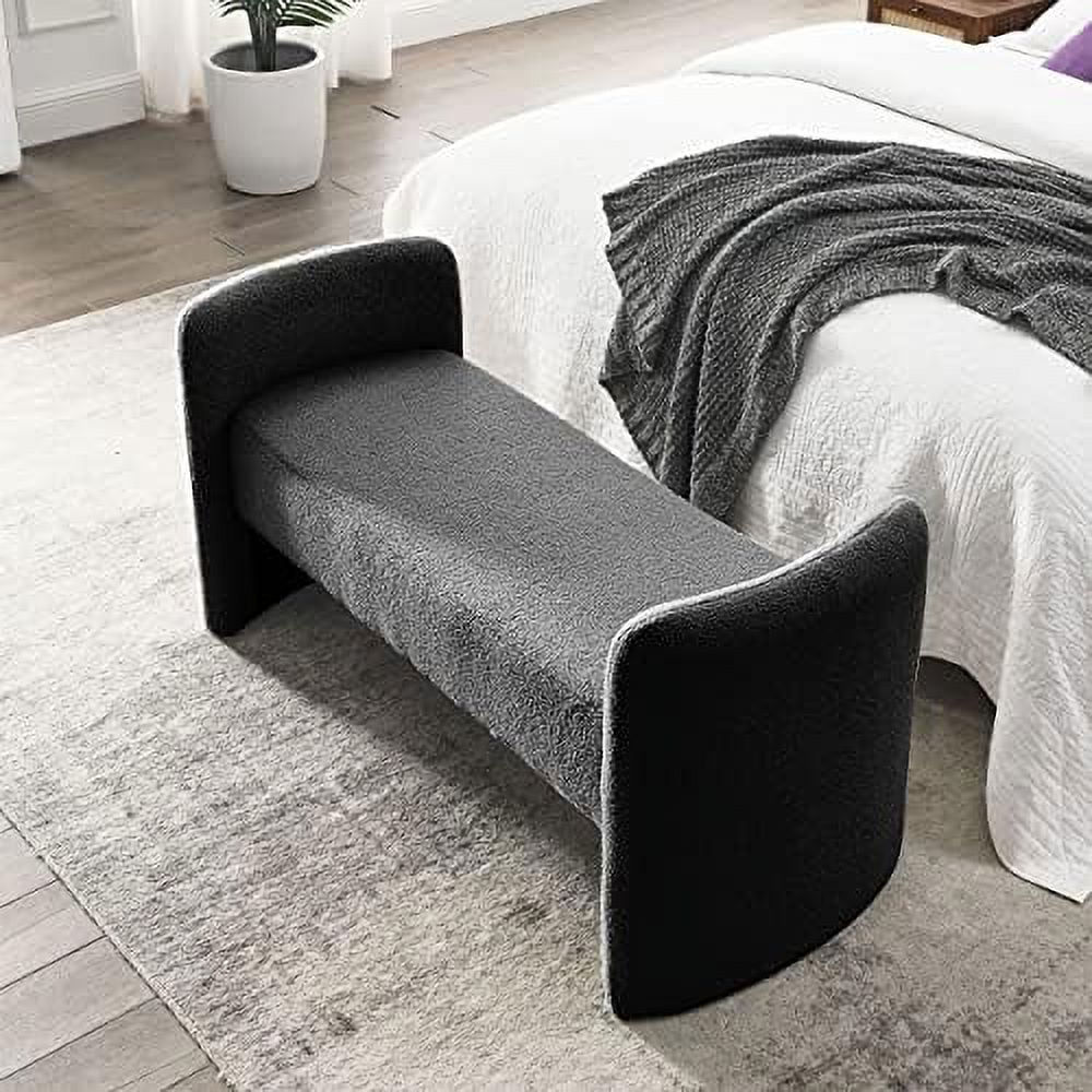 Black Velvet Ottoman Bench J922399