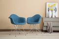 Blue Fabric Upholstered Dining Chairs Set of 2 with Arms T850363