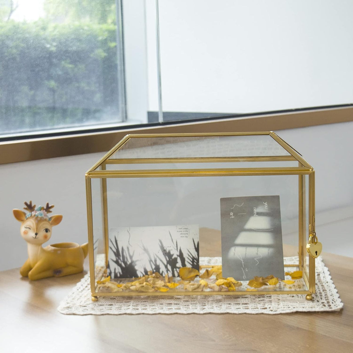 Large Vintage Rectangle Glass Card Box with Lid C363443