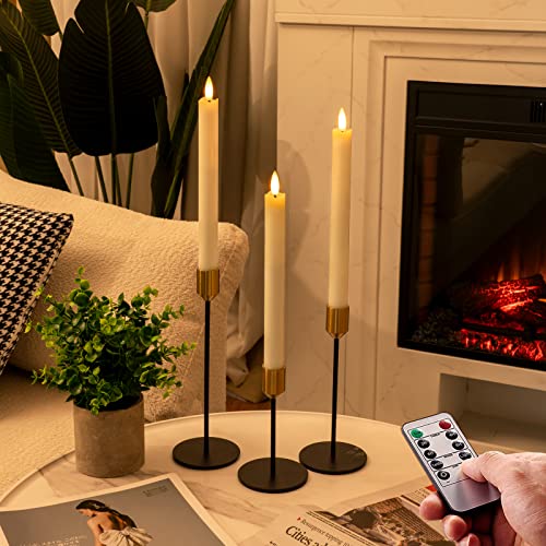 6 Pcs Flameless White LED Taper Candles with Remote Timer V389056