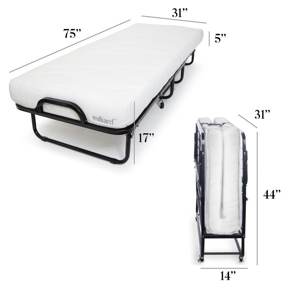 Cot Size Folding Bed with Memory Foam Mattress J355398