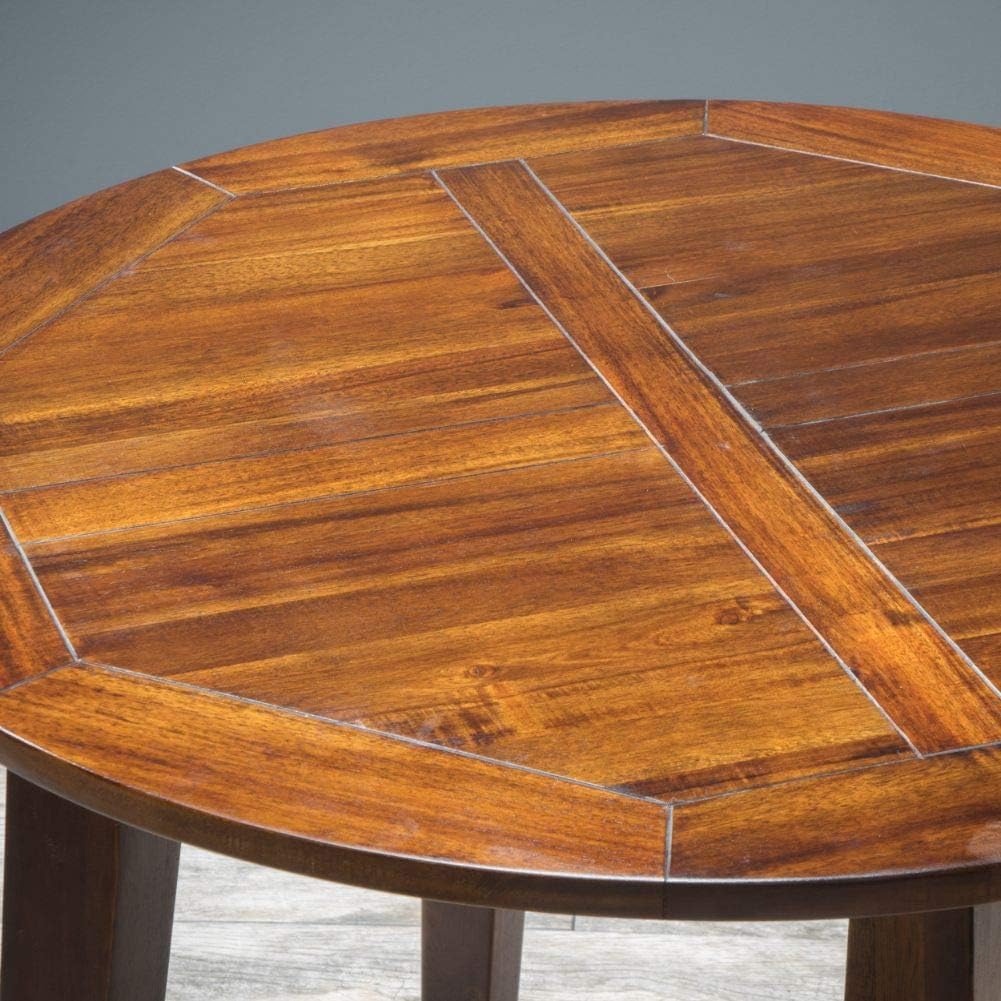 3-Pcs Wood Round Table and Chairs Set, Rich Mahogany K25674