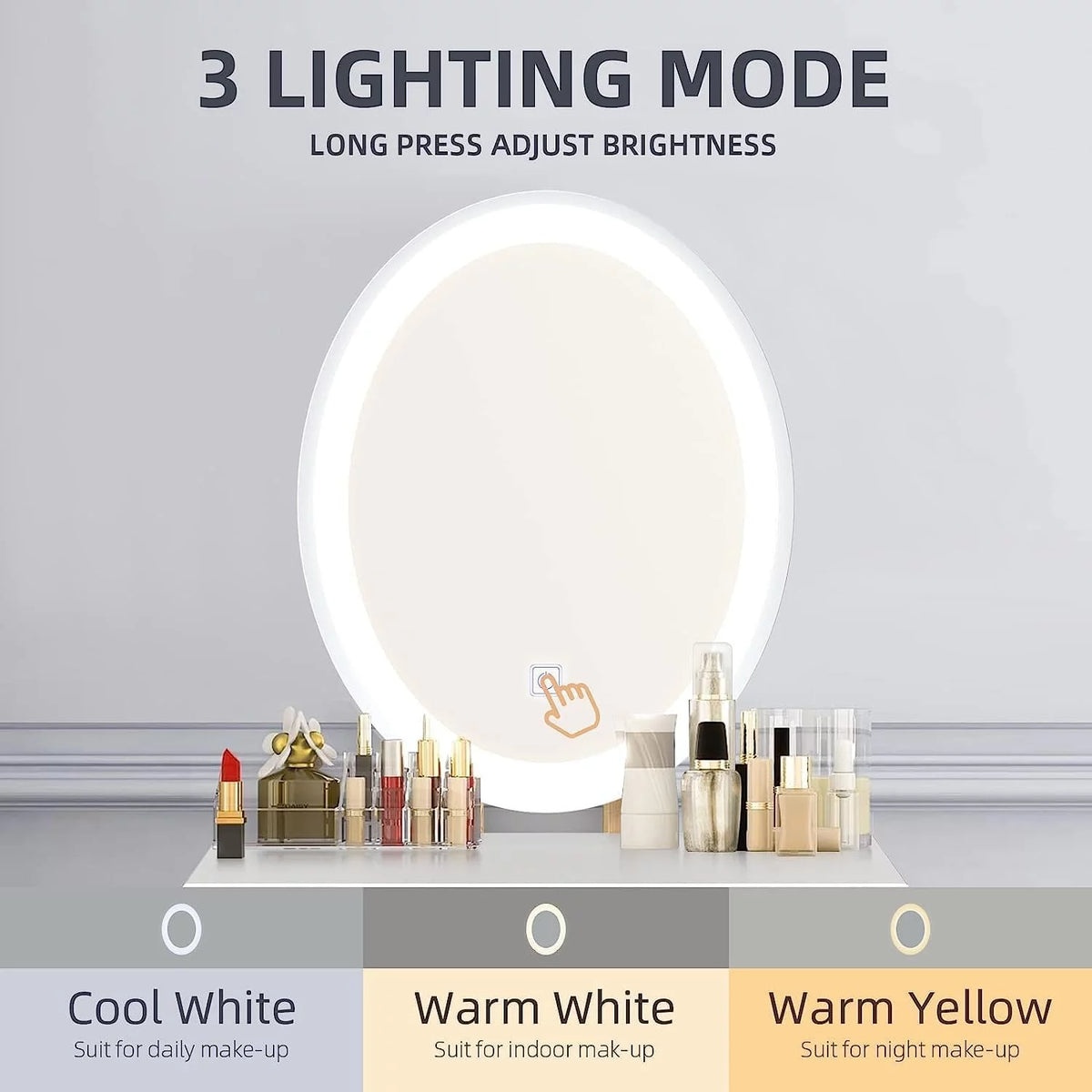 31.5'' Makeup Vanity Desk with Oval Mirror and Stool N7133