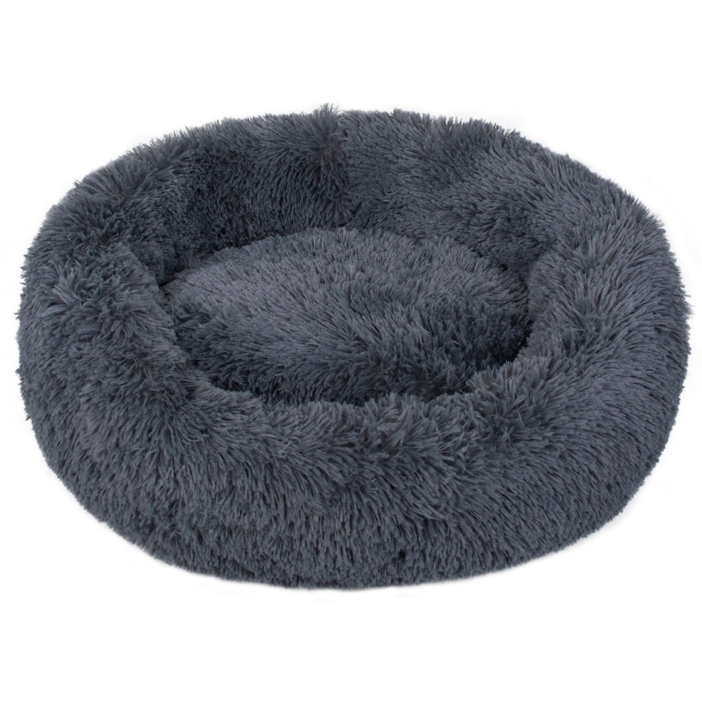White Fauxfur Round Donut Pet Bed R181