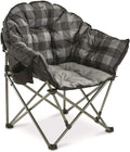 Oversized Red Plaid Folding Camping Chair with Padded Seats U883
