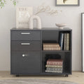 Mobile Lateral Filing Cabinet with Open Storage Shelves J78930