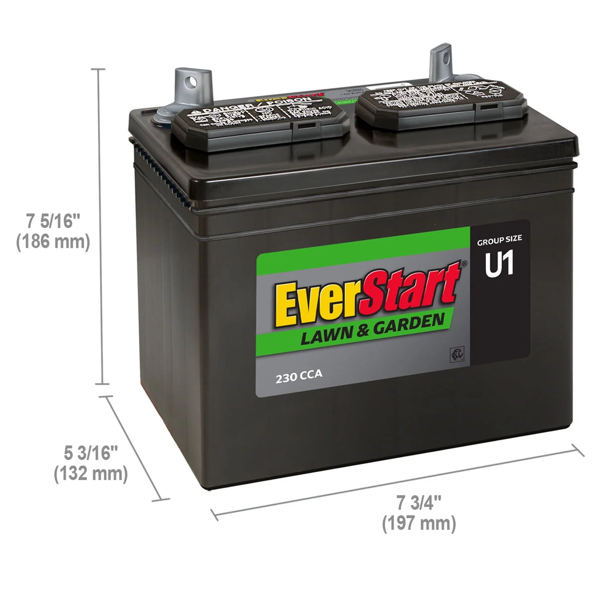 Lead Acid Lawn & Garden Battery, Group Size U1 12 Volt, 230 CCA O631274