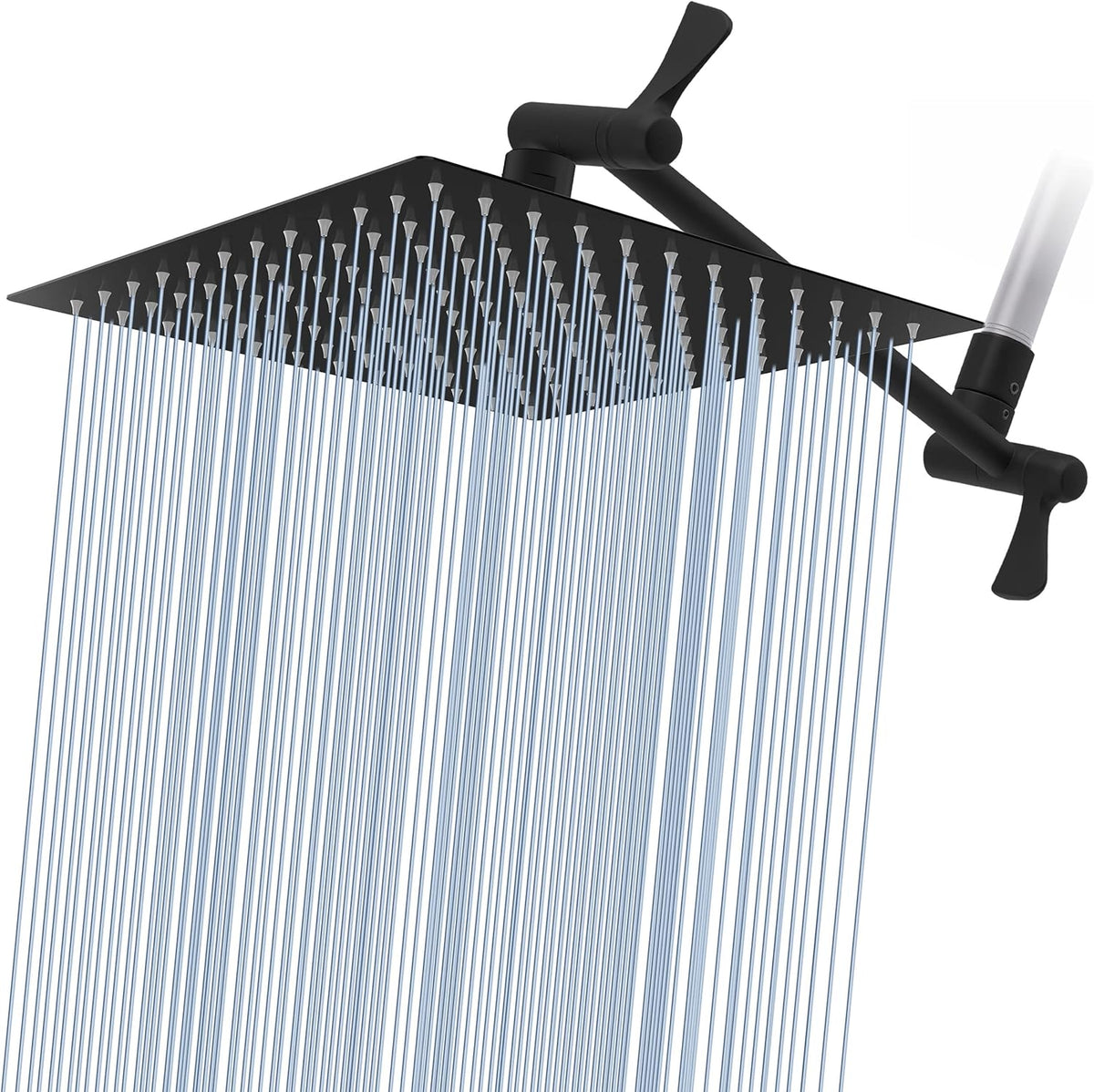 12'' Rain Shower Head with 11'' Adjustable Extension Arm, 304 Stainless Steel, Black, Pack of 2 U78476