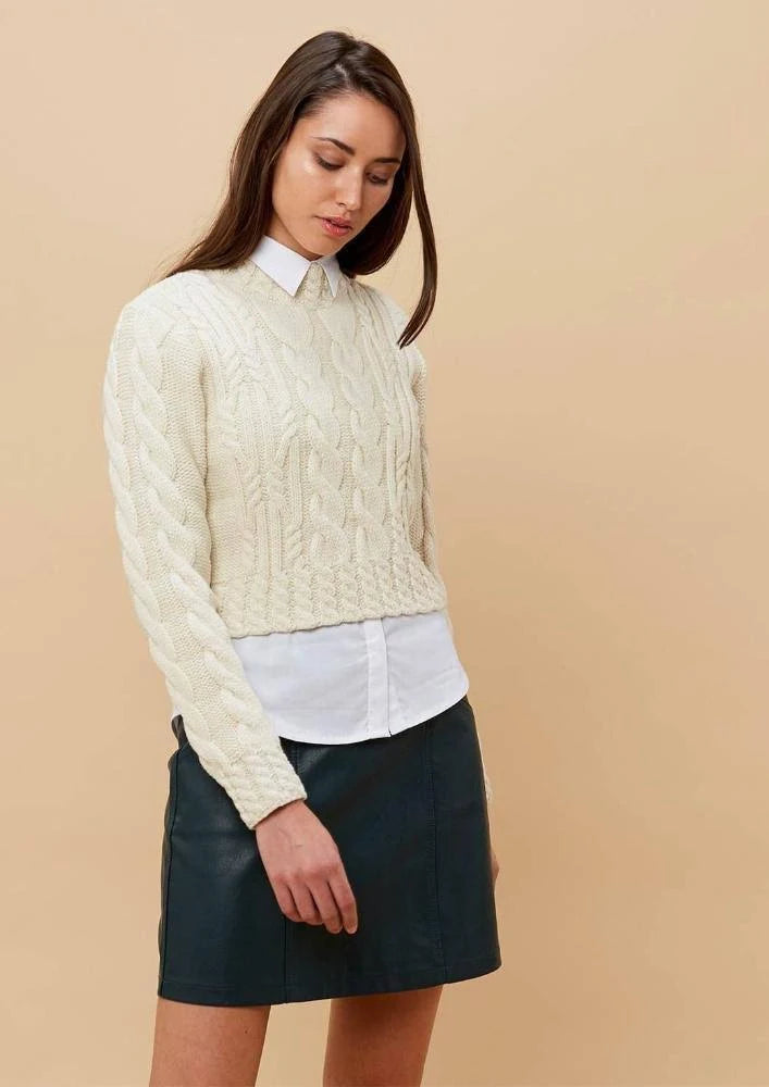 Ecru Cropped Cable Jumper G802469