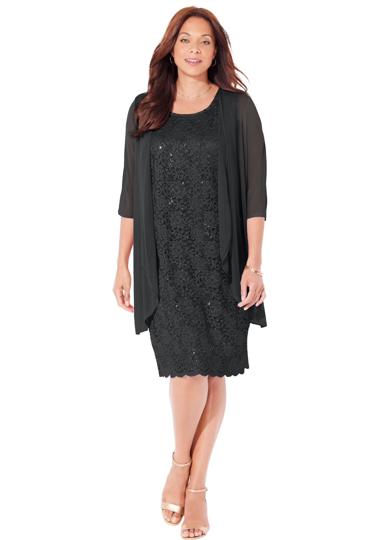 Sparkling Lace Jacket Dress W94610