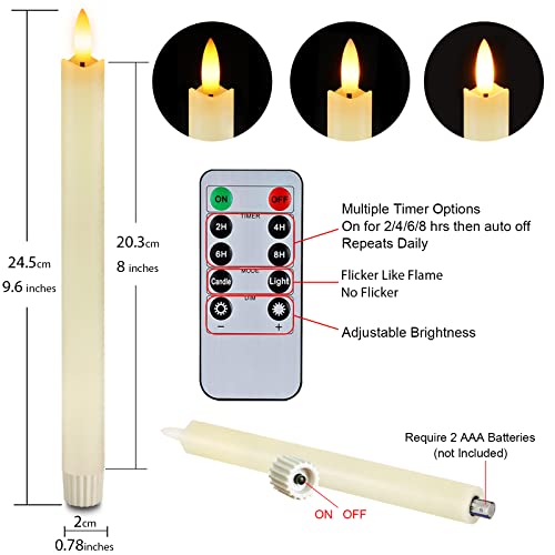 6 Pcs Flameless White LED Taper Candles with Remote Timer V389056