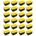 38 Gallon Black/Yellow Stackable Storage Tote with Lid, 8 Pack U4376